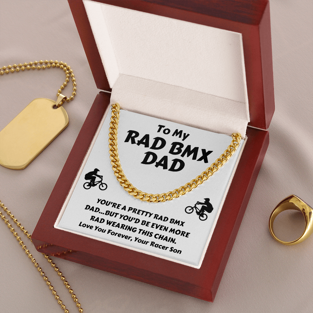 First Father’s Day Necklace Gift – Rad BMX Dad Gift from Wife – Cuban Chain