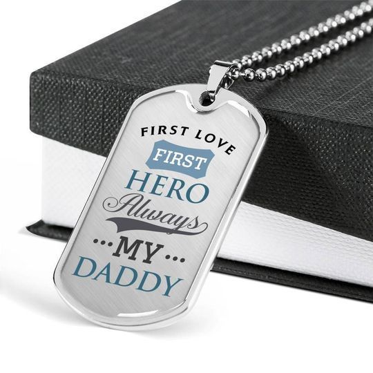 First Love First Hero Dog Tag Necklace Gift For Daddy