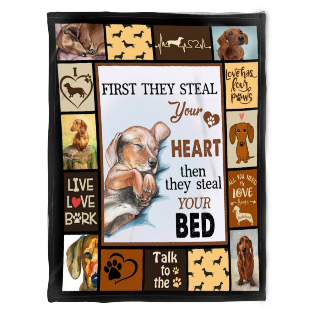 First They Steal Your Heart, Fleece Blanket.Gift For People Family Home Decor Bedding Couch Sofa Soft and Comfy Cozy