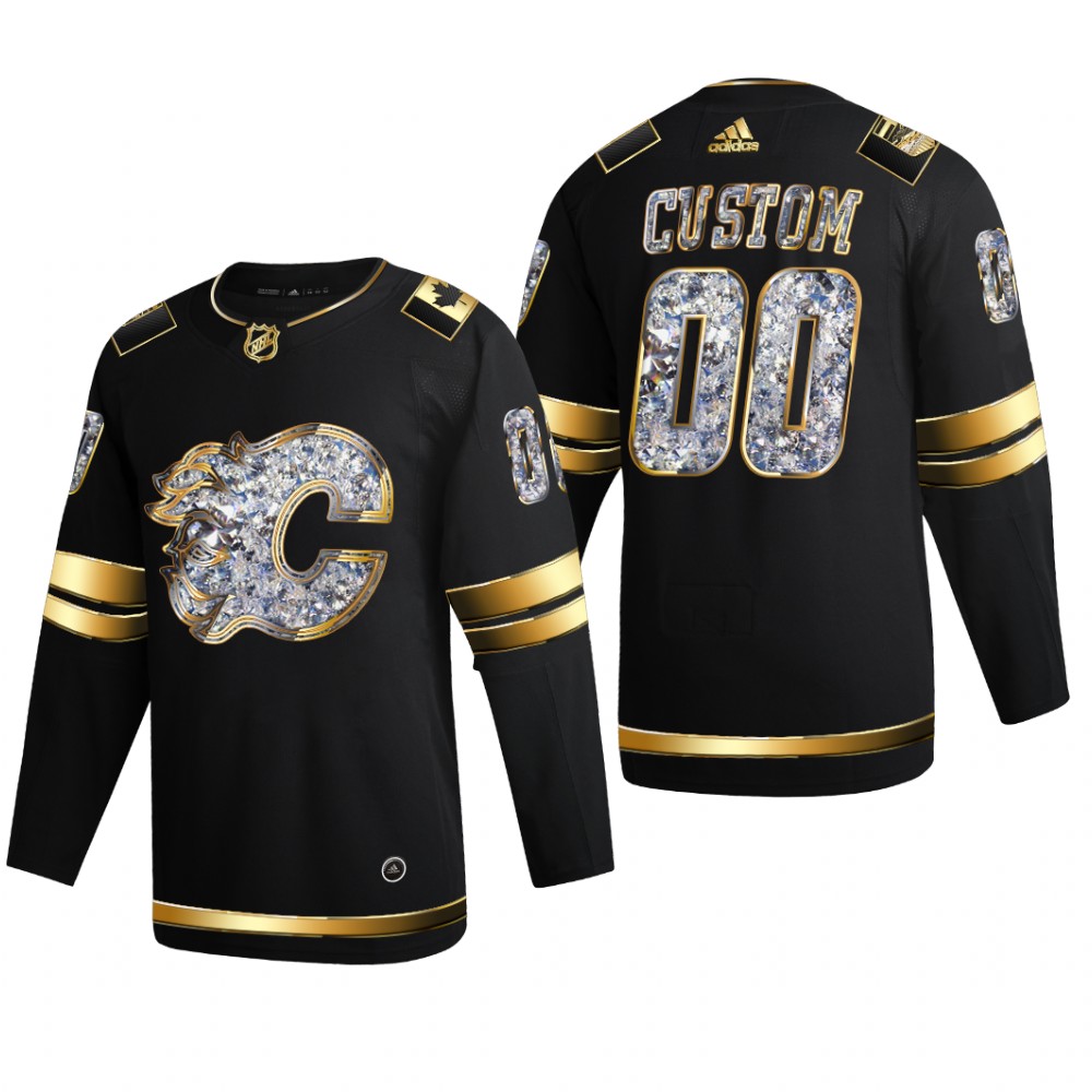 Flames Custom #00 2022 Stanley Cup Playoffs Black Diamond Edition Jersey