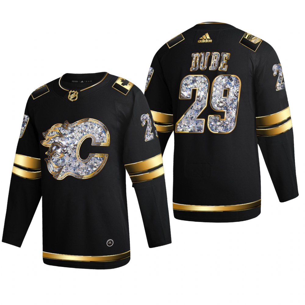 Flames Dillon Dube #29 2022 Stanley Cup Playoffs Black Diamond Edition Jersey