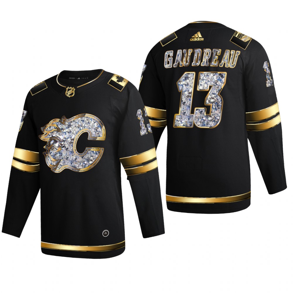 Flames Johnny Gaudreau #13 2022 Stanley Cup Playoffs Black Diamond Edition Jersey