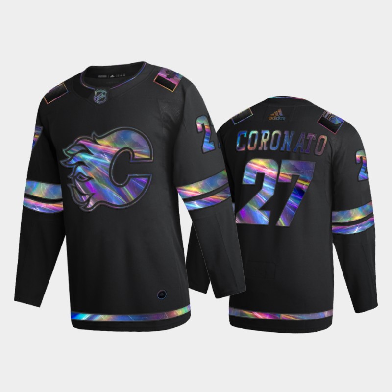 Flames Matthew Coronato #27 Iridescent Holographic Black Limited Jersey