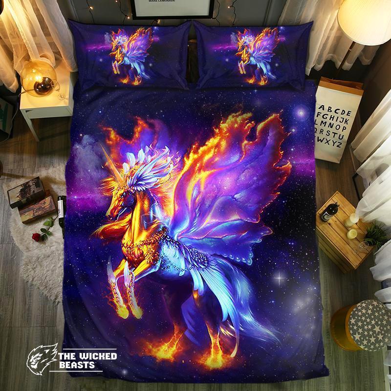Flaming Unicorn3D Customized Duvet Cover Bedding Set