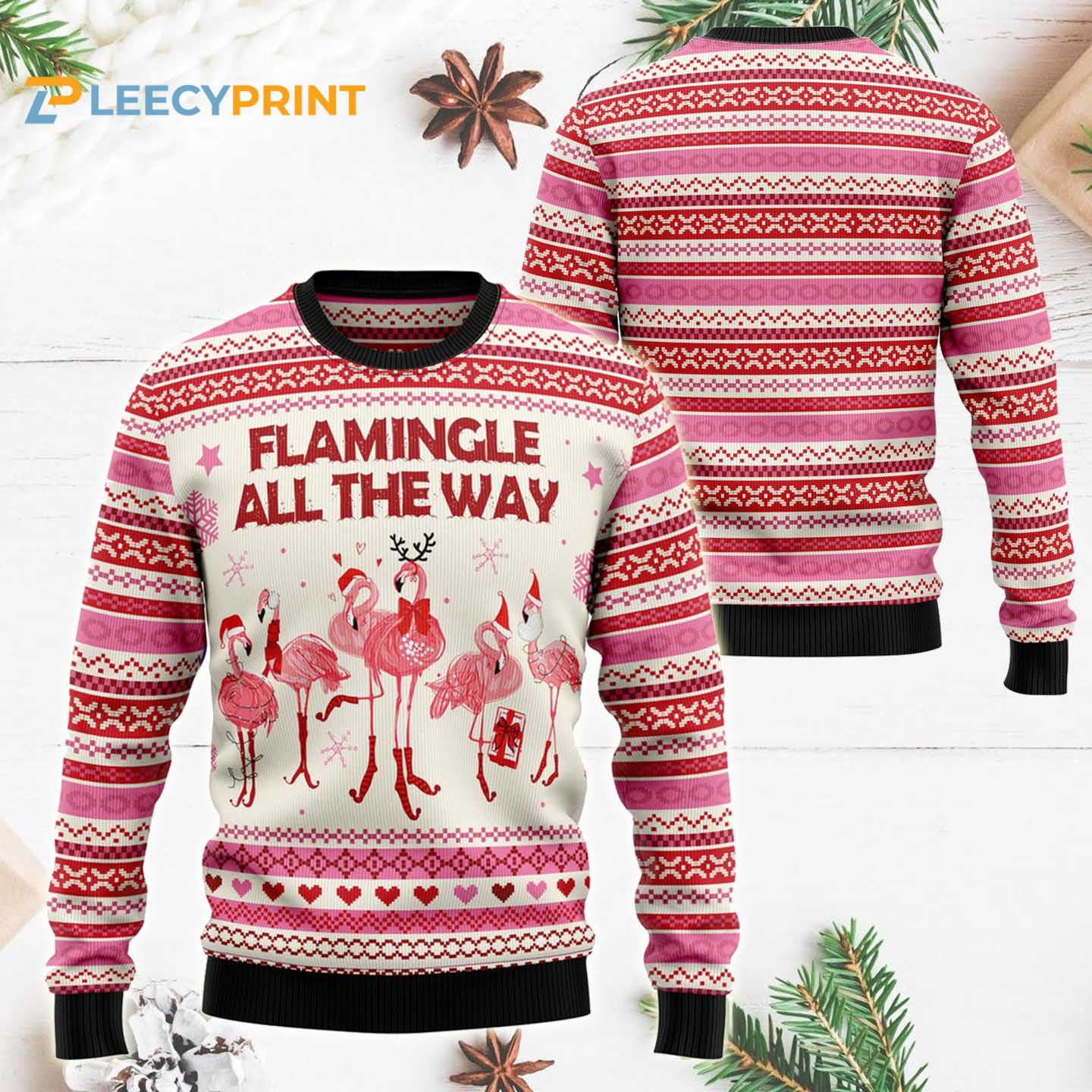 Flamingo Flamingle All The Ways Pink Flamingo Christmas Sweater