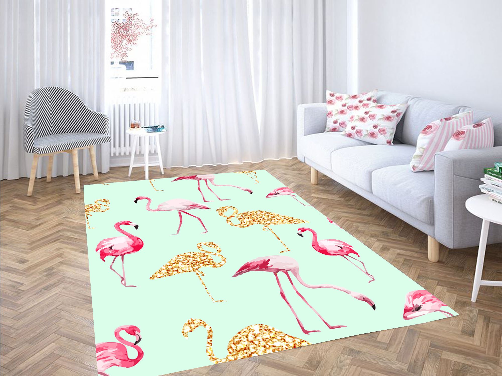 Flamingo Pink Aesthetic Vaporwave Carpet Rectangle Rug