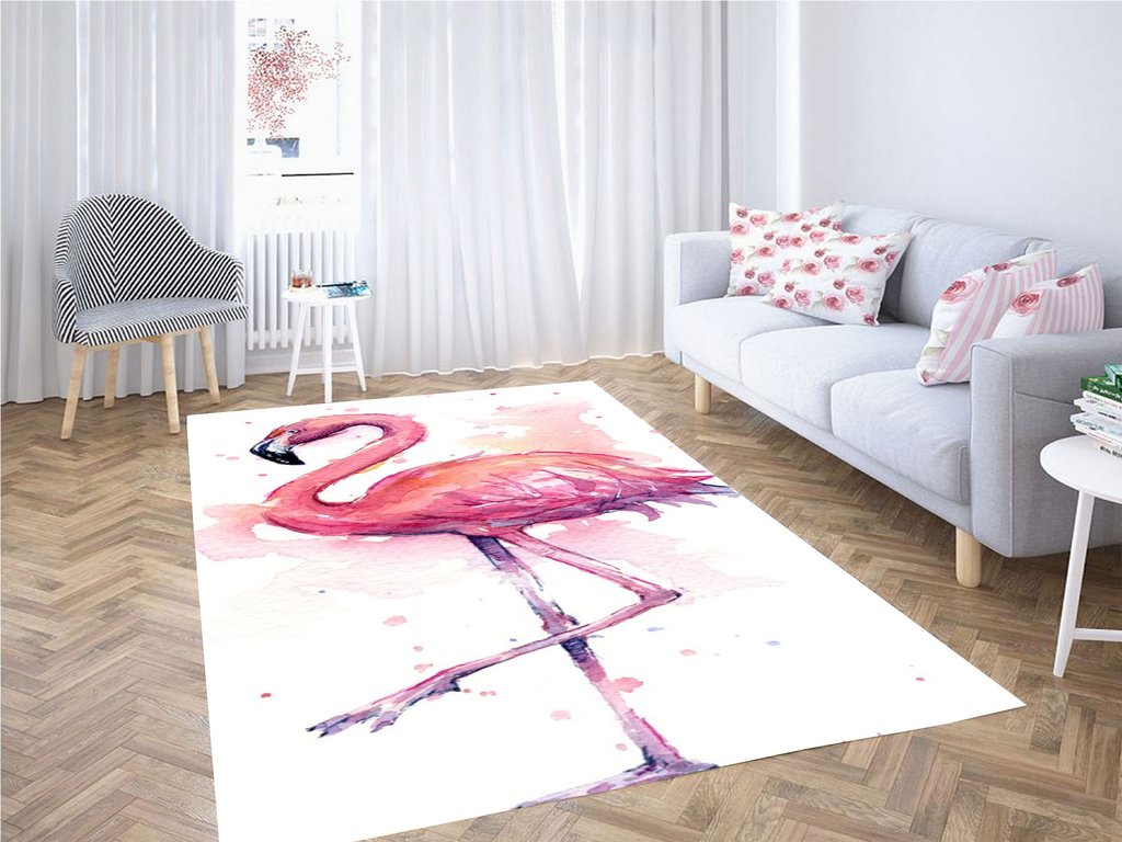 Flamingo Pink Wallpaper Living Room Modern Carpet Rectangle Rug