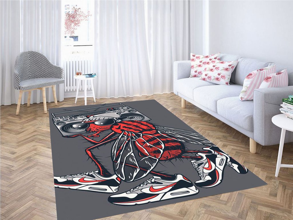 Flies Radio Wallpaper Living Room Modern Carpet Rectangle Rug