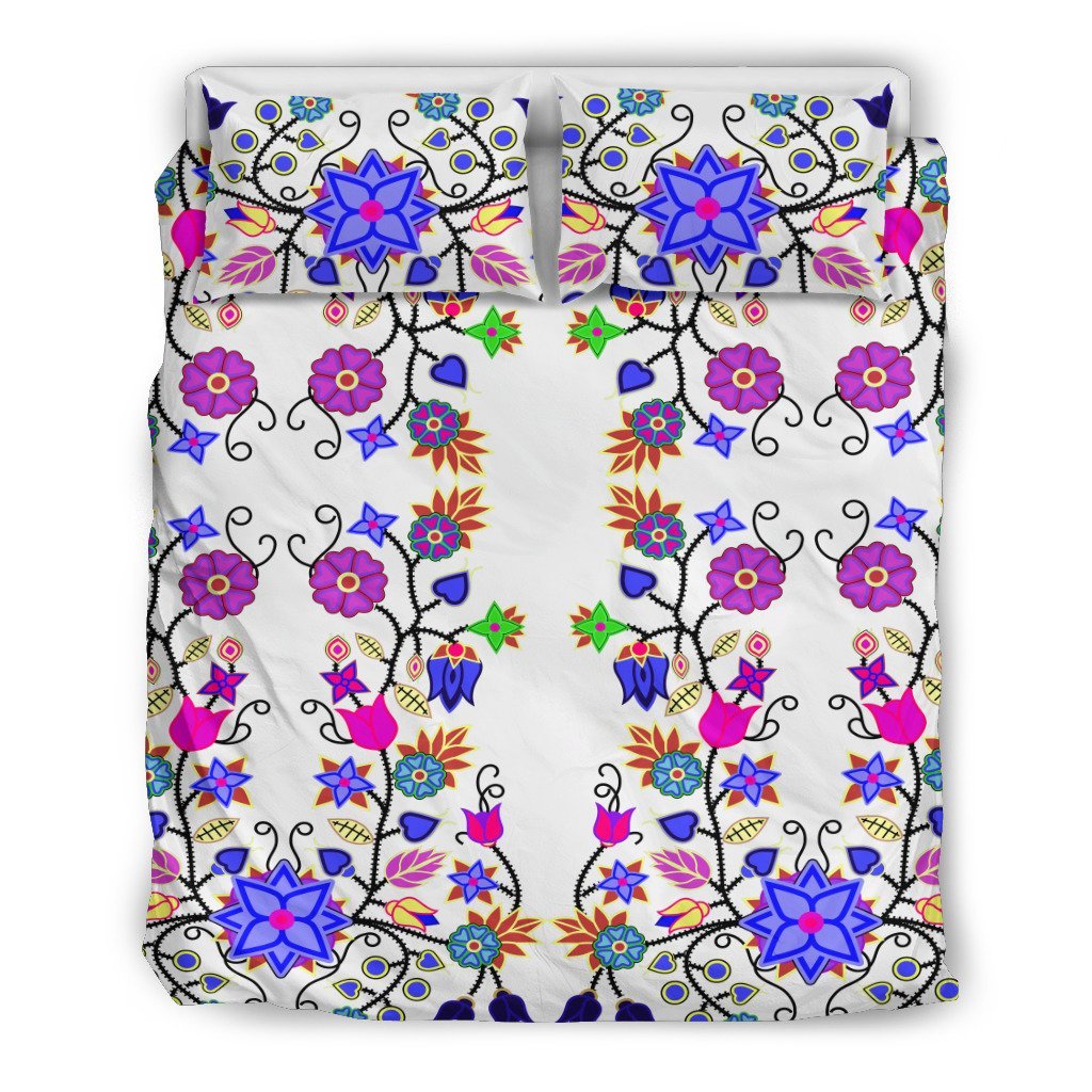 Floral Beadwork Even Clans White 3D Customized Duvet Cover Bedding Set