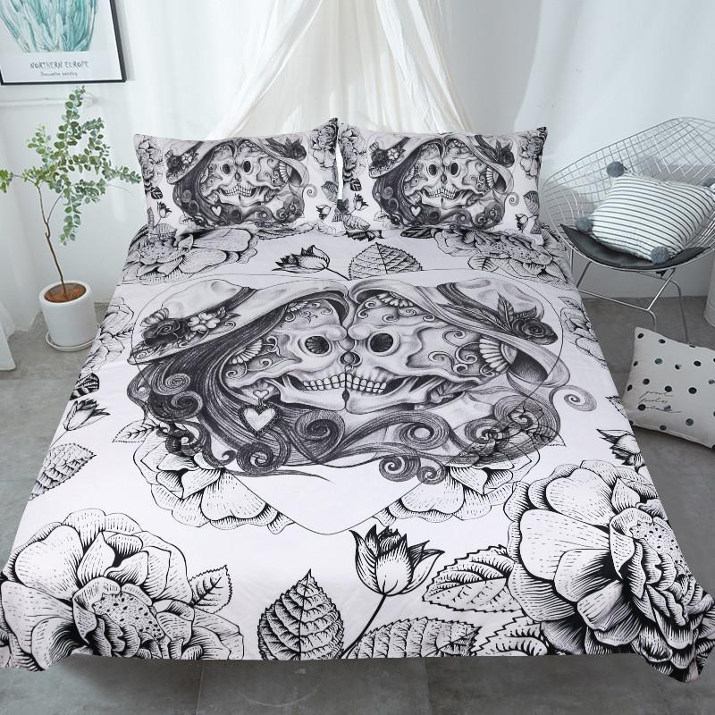 Floral Couplekull 3D Customized Duvet Cover Bedding Set