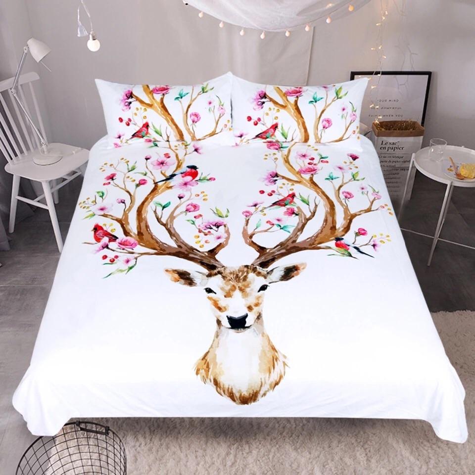 Floral Elk 3D Customized Duvet Cover Bedding Set