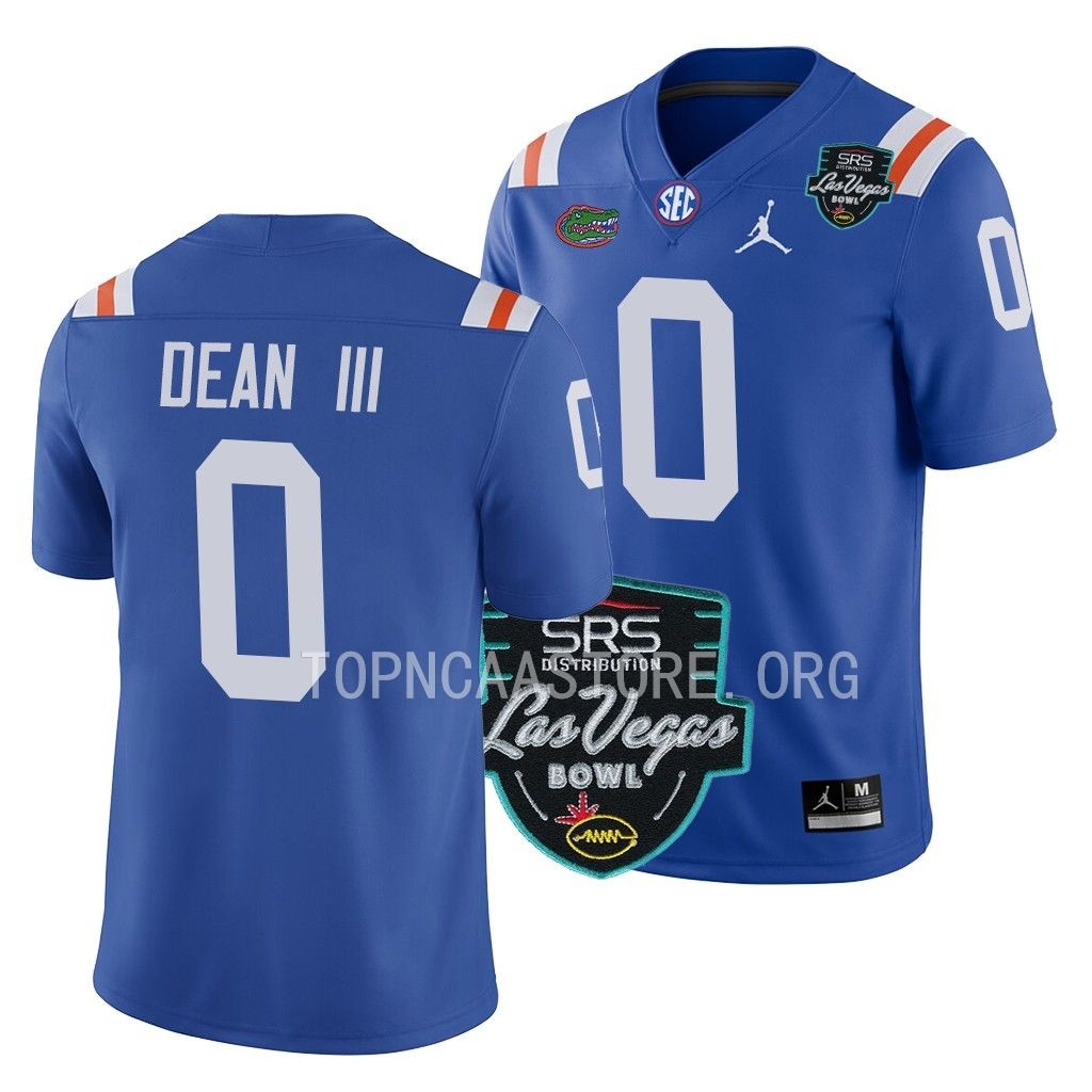 Florida Gators #0 Trey Dean III 2022 Las Vegas Bowl Blue College Jersey Men's