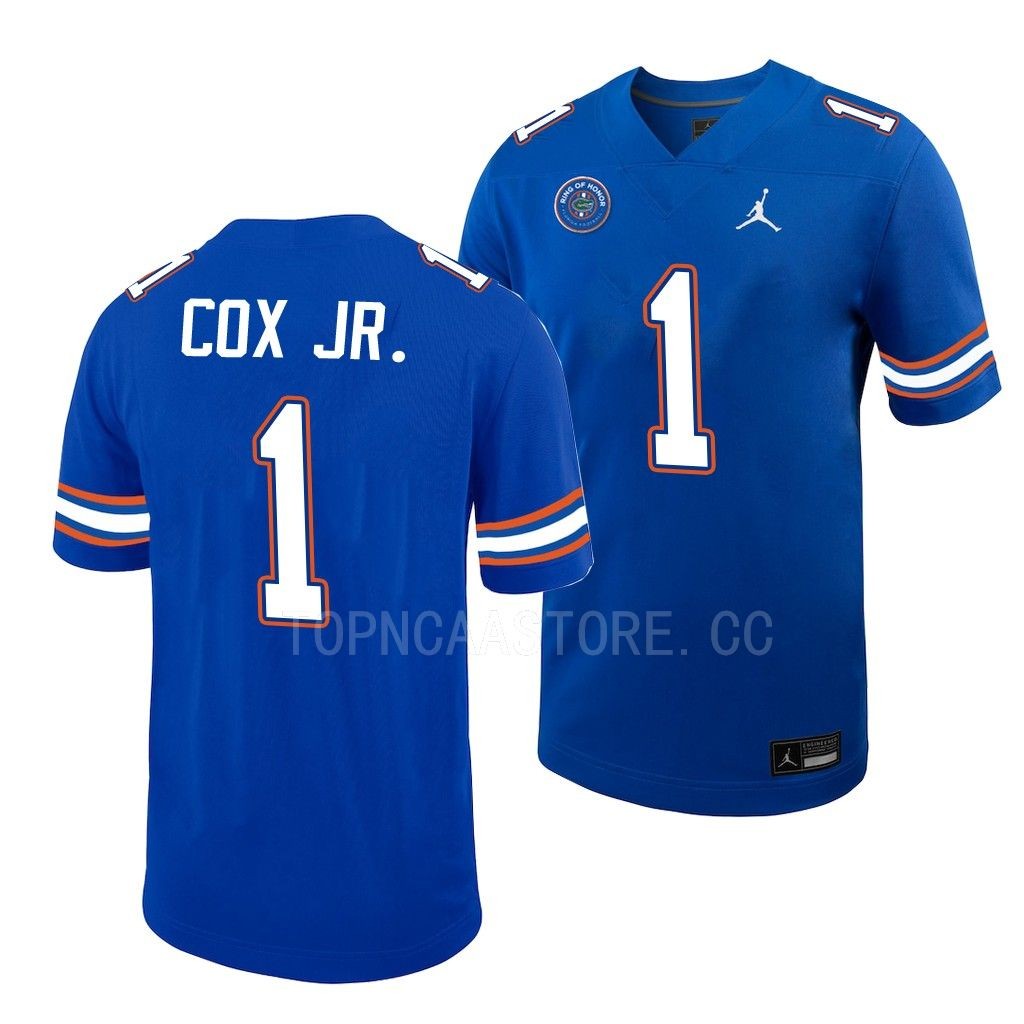 Florida Gators #1 Brenton Cox Jr. Ring Of Honor Royal Untouchable Jersey Men's