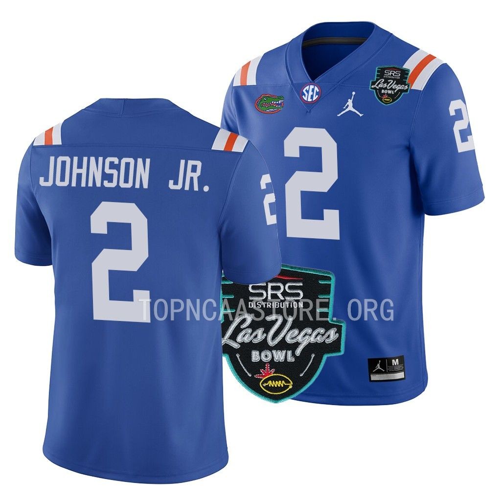 Florida Gators #2 Montrell Johnson Jr. 2022 Las Vegas Bowl Blue College Jersey Men's