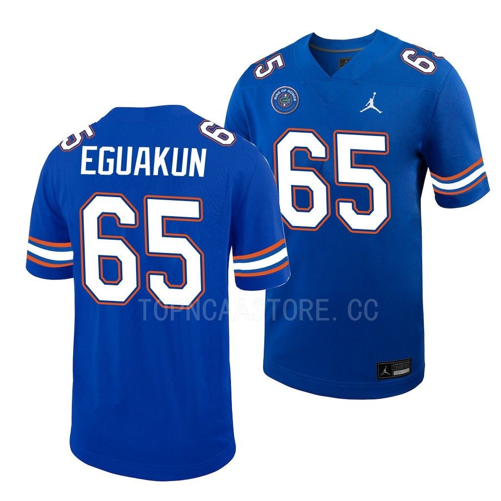 Florida Gators #65 Kingsley Eguakun Ring Of Honor Royal Untouchable Jersey Men's