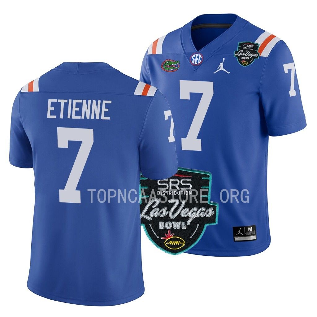 Florida Gators #7 Trevor Etienne 2022 Las Vegas Bowl Blue College Jersey Men's