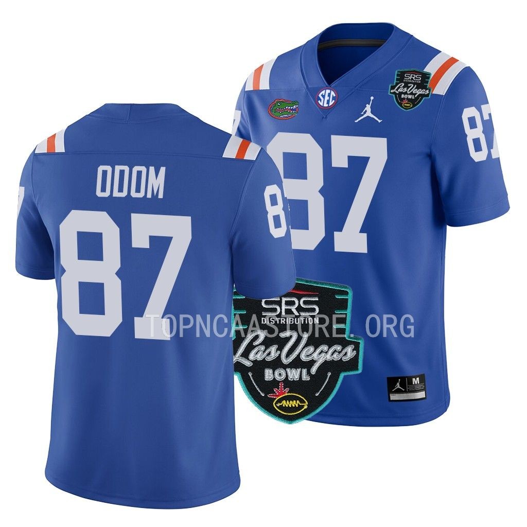 Florida Gators #87 Jonathan Odom 2022 Las Vegas Bowl Blue College Jersey Men's