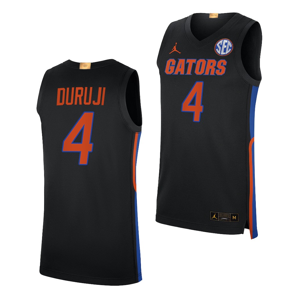 Florida Gators Anthony Duruji #4 Black College Jersey 2021-22 Elite Limited