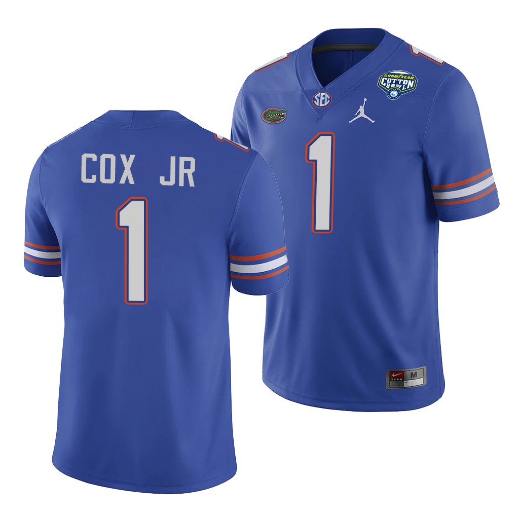 Florida Gators Brenton Cox Jr. 2020 Cotton Bowl Classic Royal College Jersey