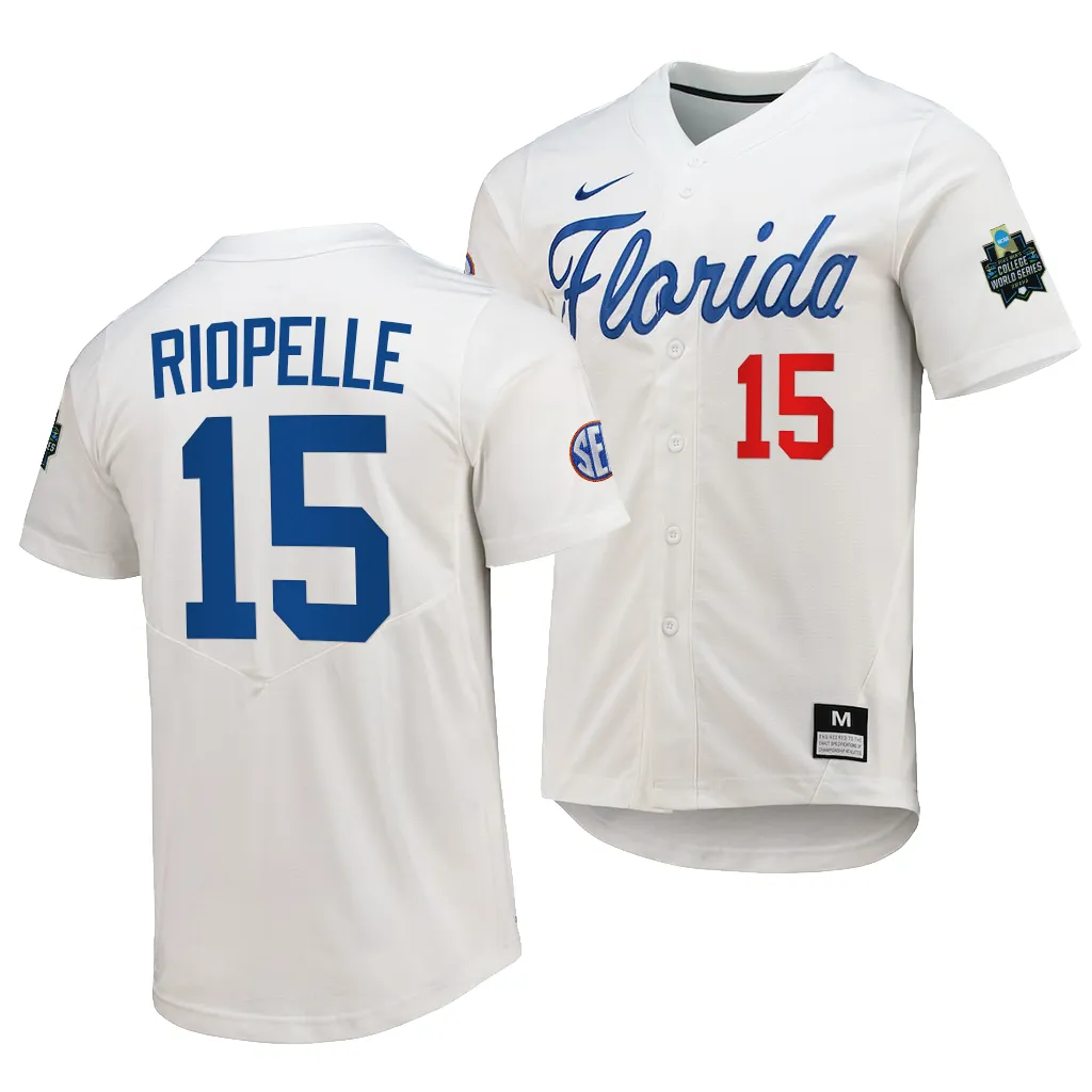 Florida Gators BT Riopelle 2023 College World Series White #15 Jersey NCAA