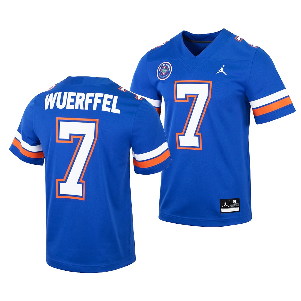 Florida Gators Danny Wuerffel 7 Royal Ring of Honor Jersey Men