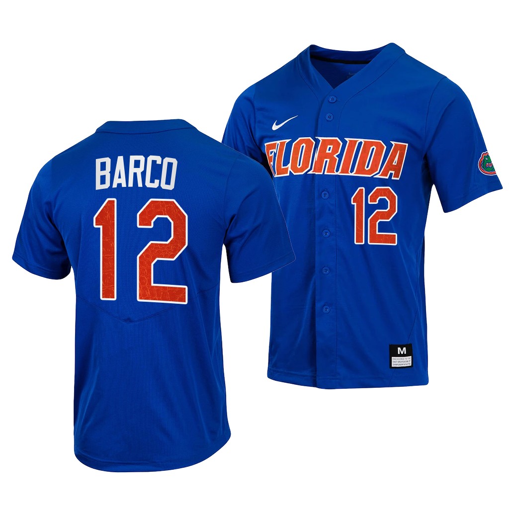 Florida Gators Hunter Barco 2022 College Full-Button Royal #12 Jersey