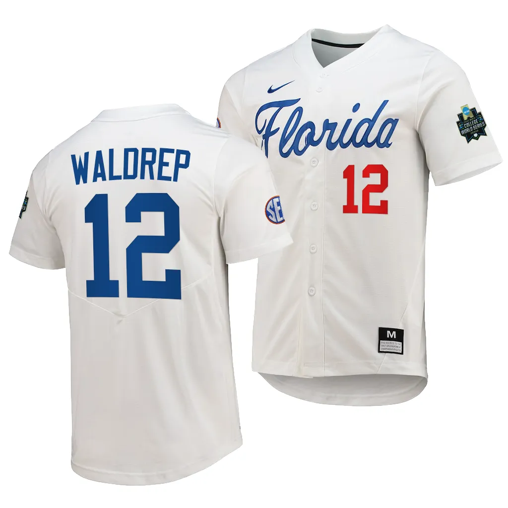 Florida Gators Hurston Waldrep 2023 College World Series White #12 Jersey NCAA
