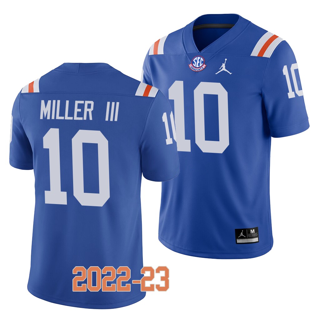 Florida Gators Jack Miller III College Jersey #10 Blue 2022-23 Throwback Uniform