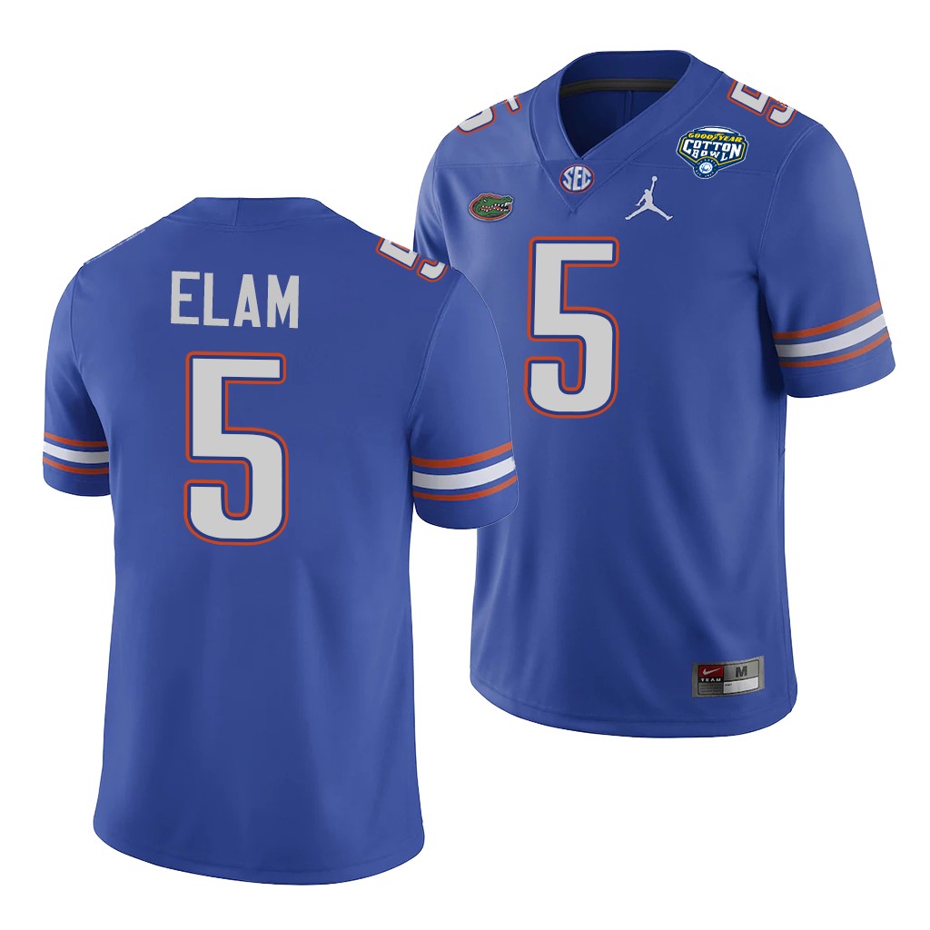 Florida Gators Kaiir Elam 2020 Cotton Bowl Classic Royal College Jersey