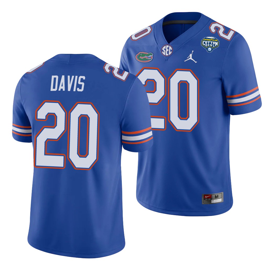 Florida Gators Malik Davis Royal 2020 Cotton Bowl Game Jersey
