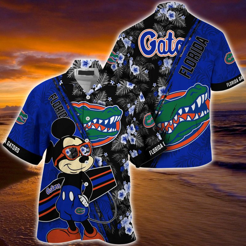 Florida Gators NCAA Summer Hawaiian Shirt Mickey And Floral Pattern
