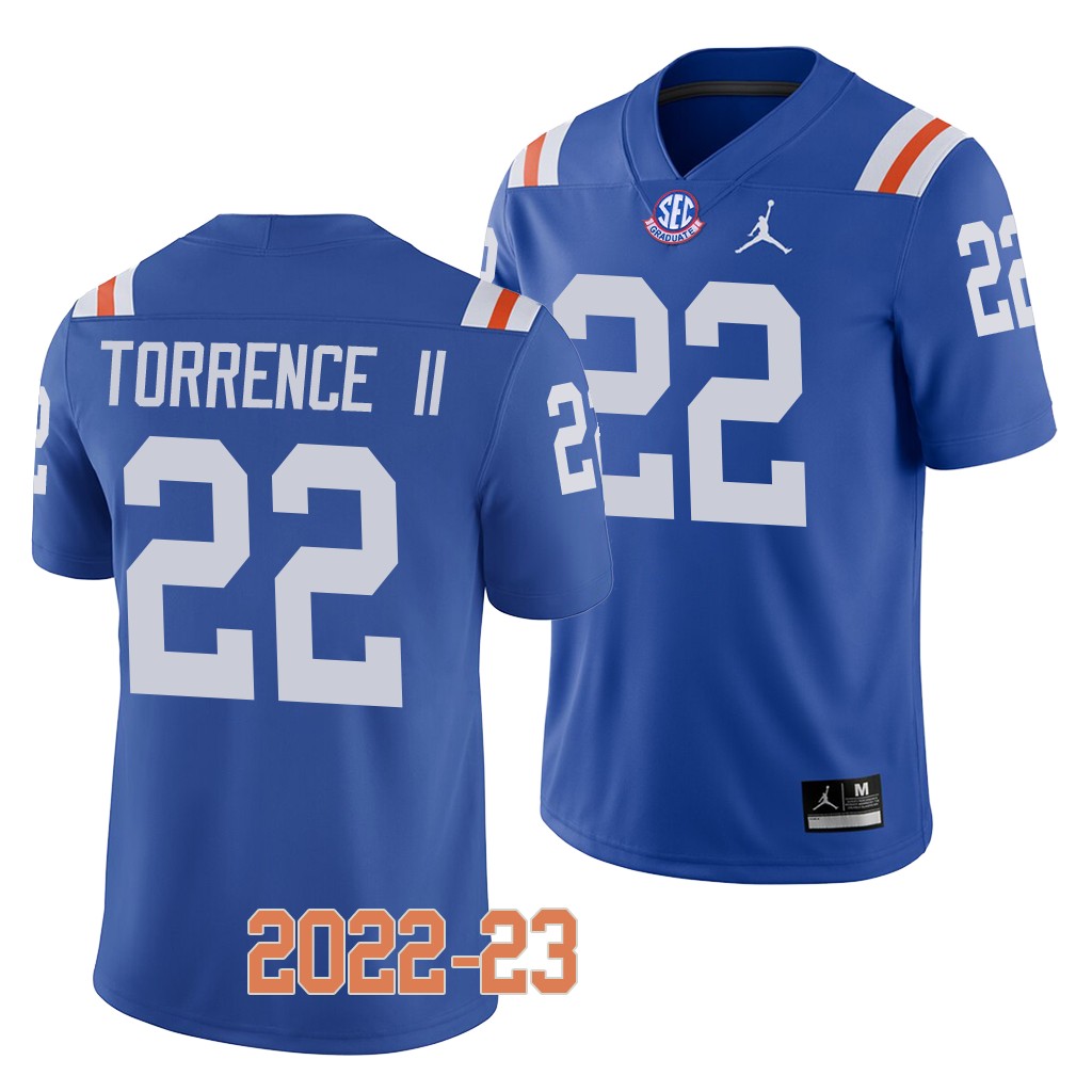 Florida Gators Rashad Torrence II College Jersey #22 Blue 2022-23 Throwback Uniform
