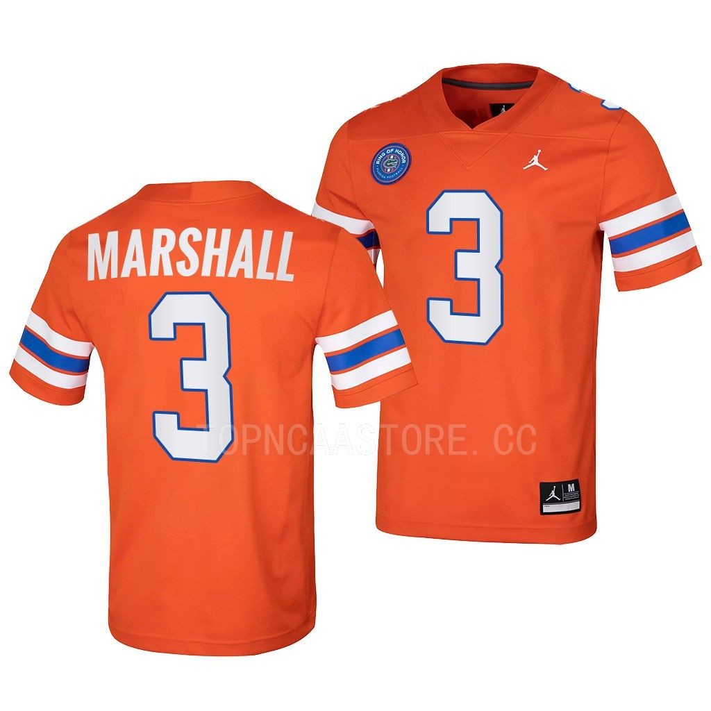 Florida Gators Ring Of Honor Jason Marshall #3 Orange Men's Jersey