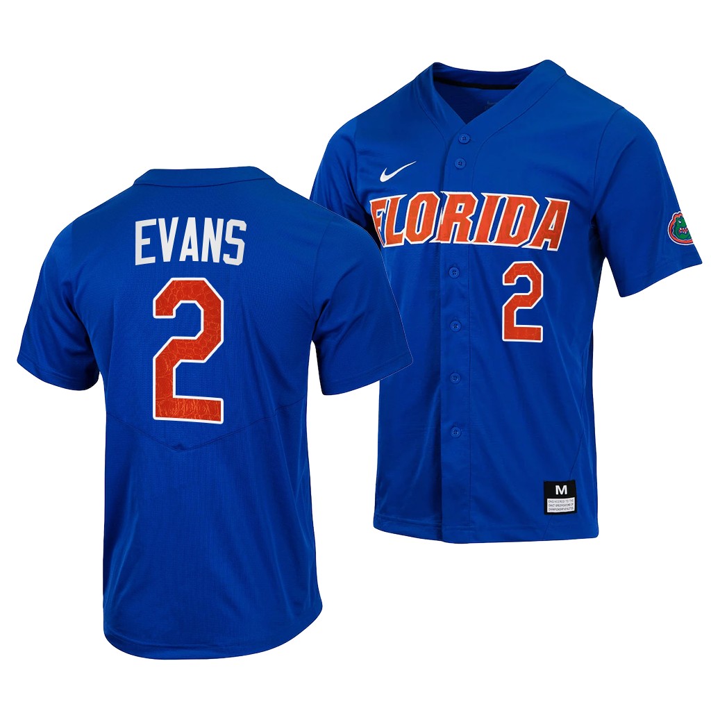 Florida Gators Ty Evans 2022 College Full-Button Royal #2 Jersey