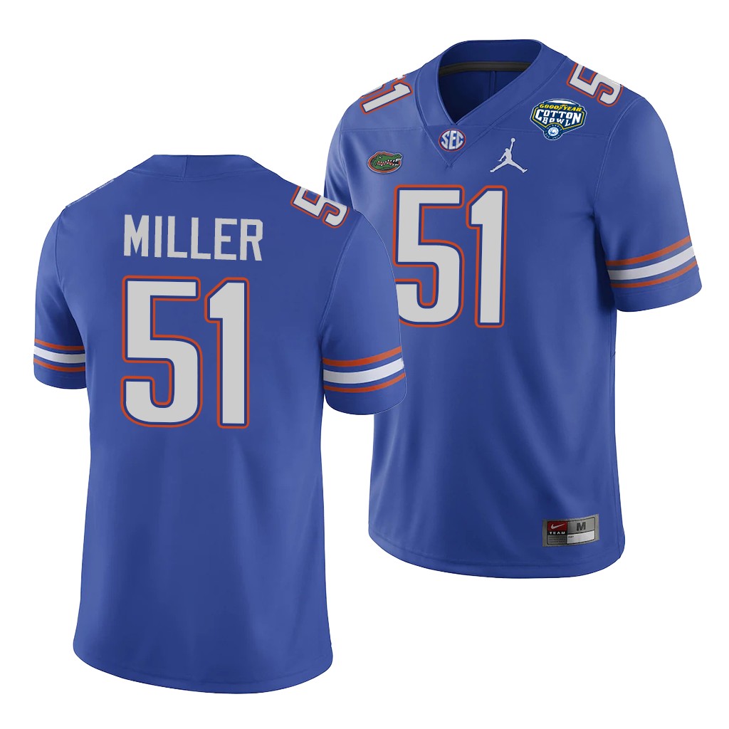 Florida Gators Ventrell Miller 2020 Cotton Bowl Classic Royal College Jersey