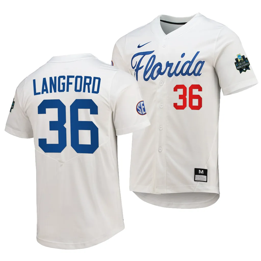 Florida Gators Wyatt Langford 2023 College World Series White #36 Jersey NCAA