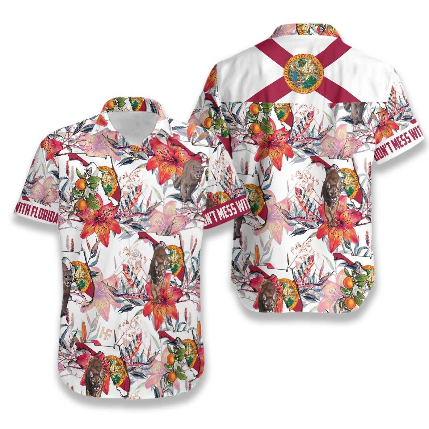 Florida Panther And Orange Blossom Ez12 2711 Hawaiian Aloha Shirt Hawaiian Beach