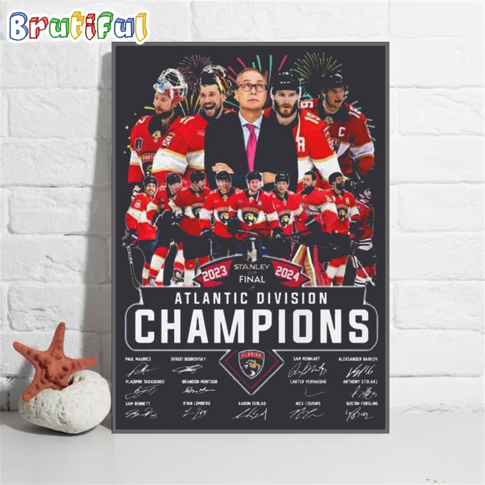 Florida Panthers 2024 Stanley Cup Final Atlantic Division Champions Wall Art Poster Canvas