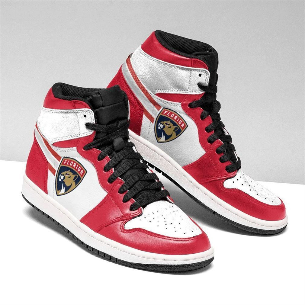 Florida Panthers NHL Fashion Sneakers Basketball Shoes Leather High Top Air Jordan Sneaker, Air Jordan Hightop