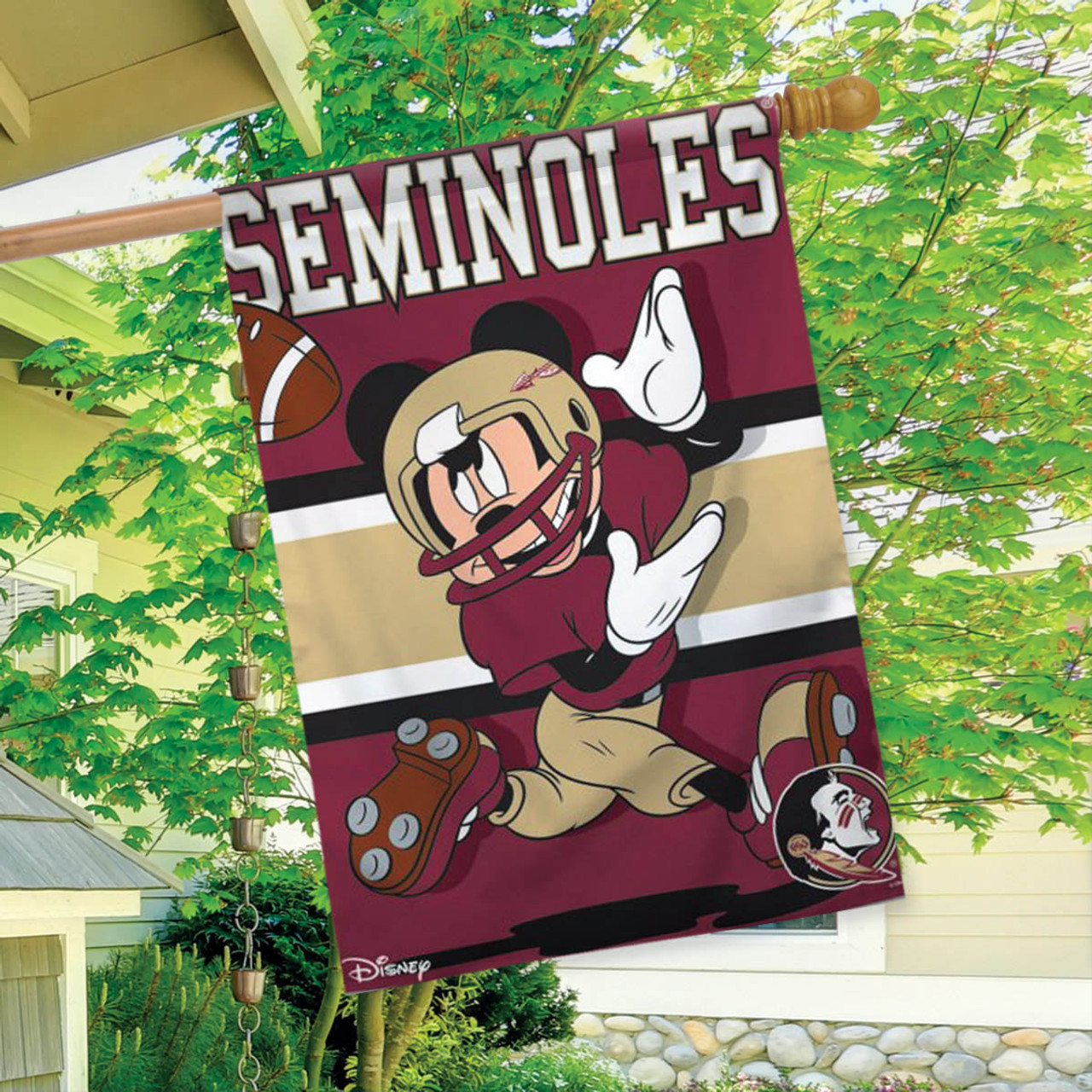 Florida State University Seminoles NCAA Mickey Mouse Garden Flag, House Flag
