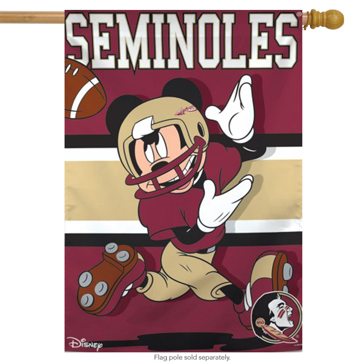 Florida State University Seminoles NCAA Mickey Mouse Garden Flag, House Flag