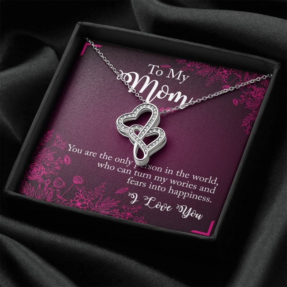 Flower Garden Double Hearts Necklace Gift For Mom I Love You