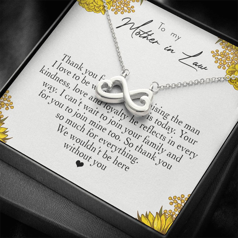 Flower Infinity Heart Necklace Gift For Mother In Law Thank You For Raising The Man I Love
