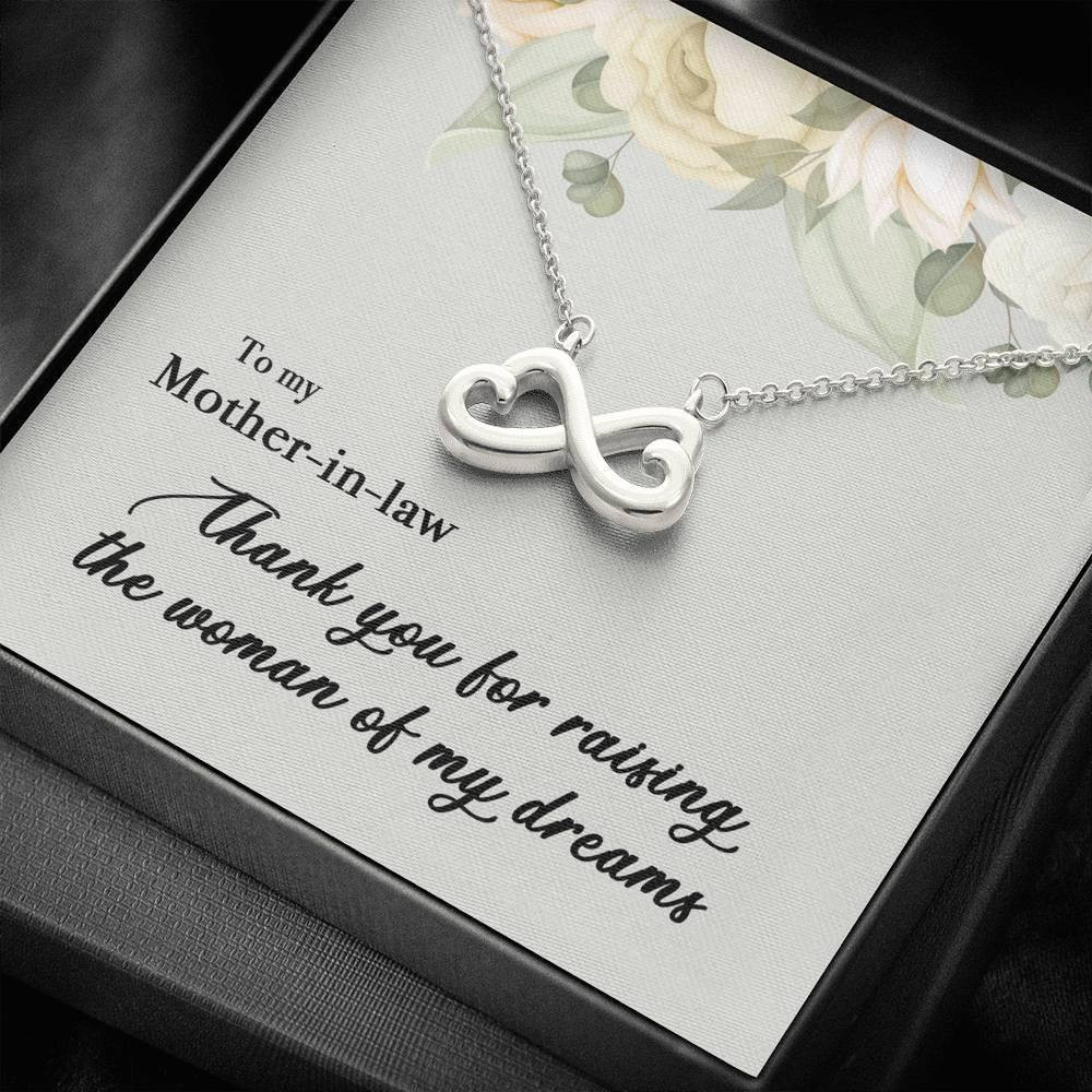 Flower Infinity Heart Necklace Gift For Mother In Law Thank You For Raising The Woman Of My Dreams