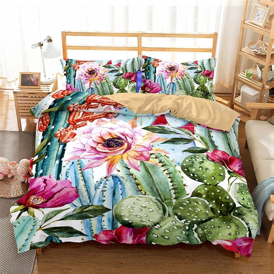 Flowering Cactus 3D Customized Duvet Cover Bedding Set