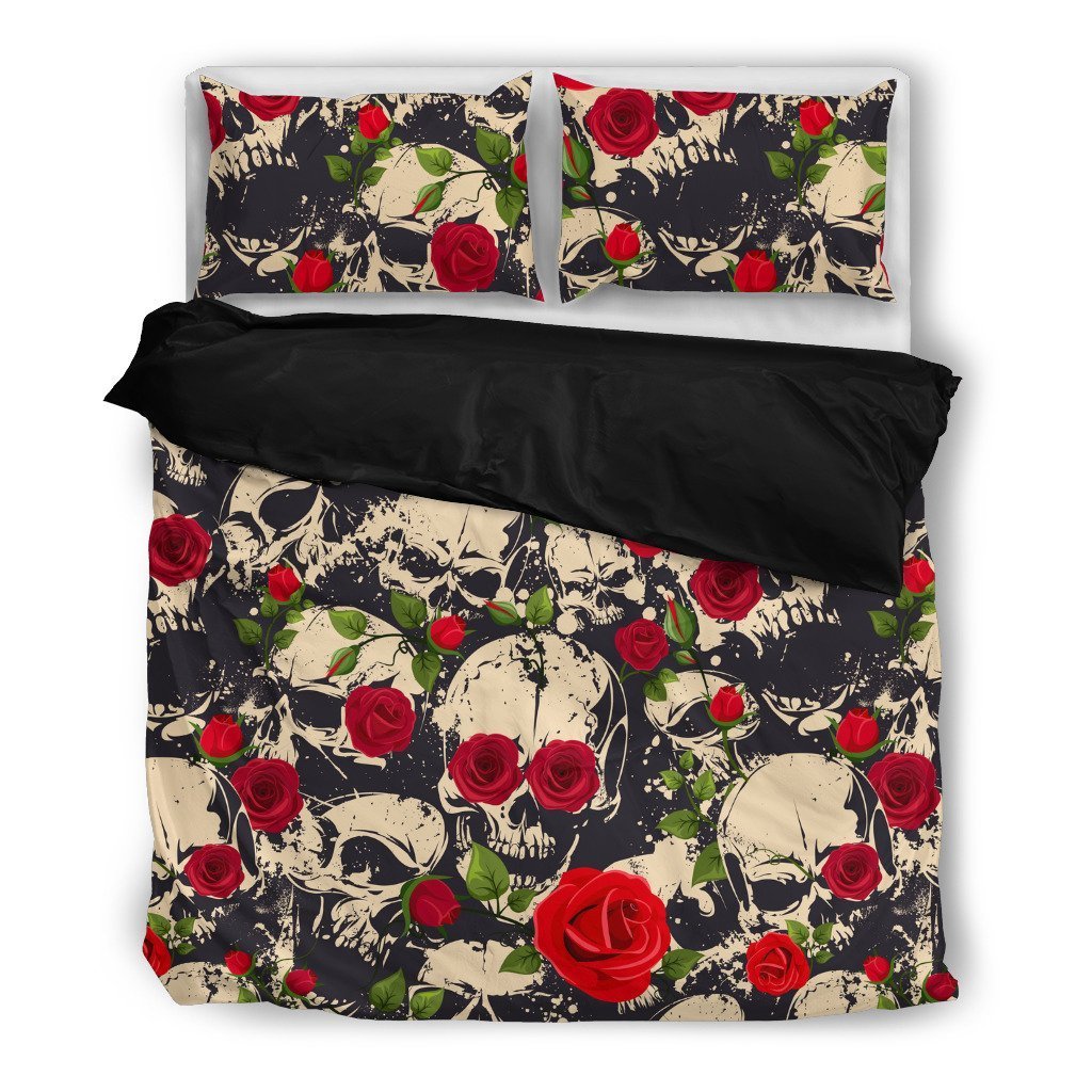 Flowers And Skulls Style Duvet Cover Bedding Set