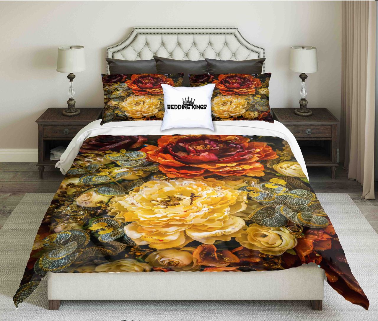 Flowery Luxury Design Kings 3D Customized Duvet Cover Bedding Set
