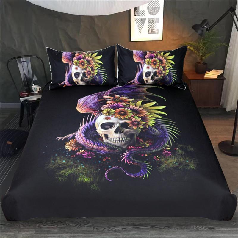 Flowery Skull By Sunima Duvet Cover Bedding Set