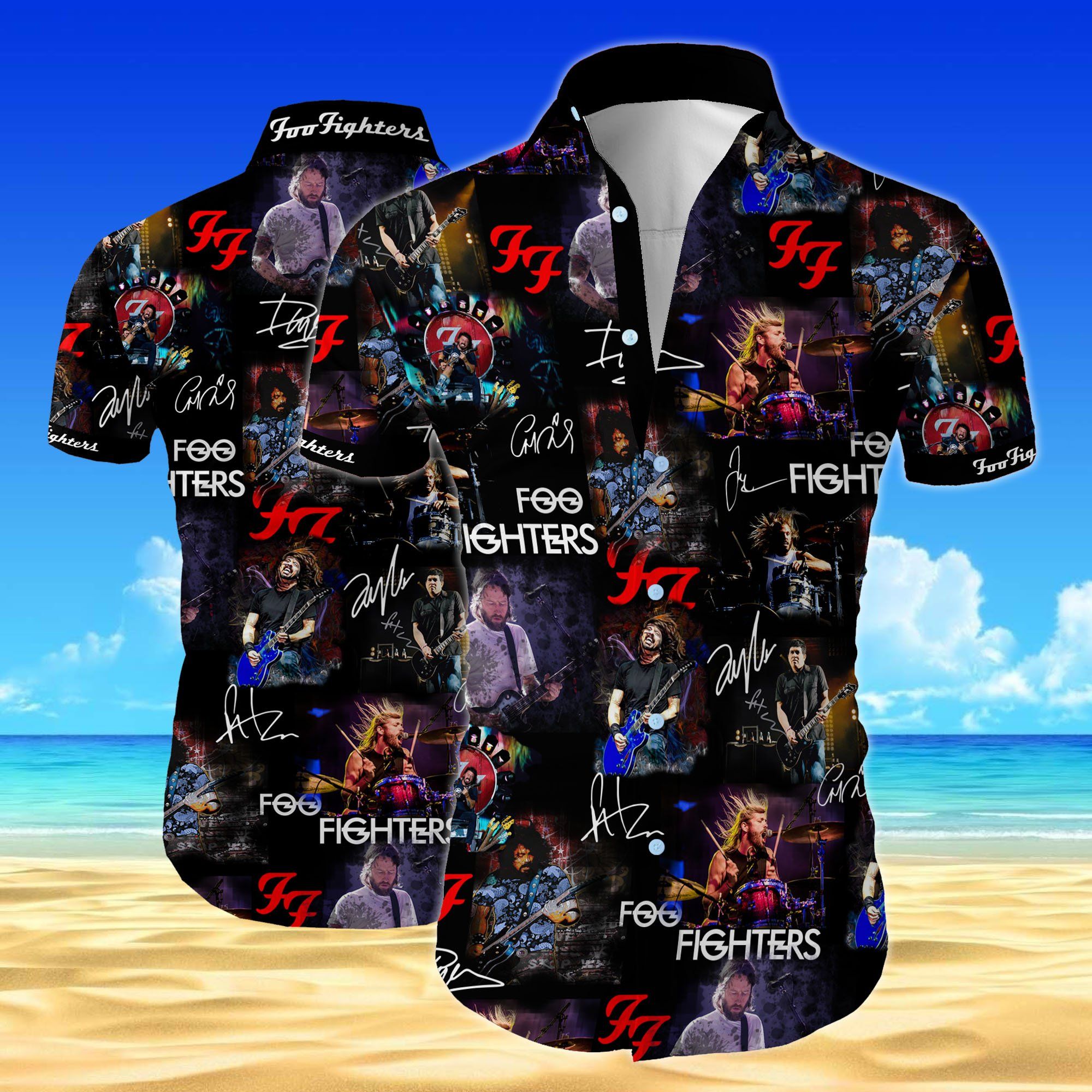Foo Fighters All Over Printed Hawaiian Shirt Maria