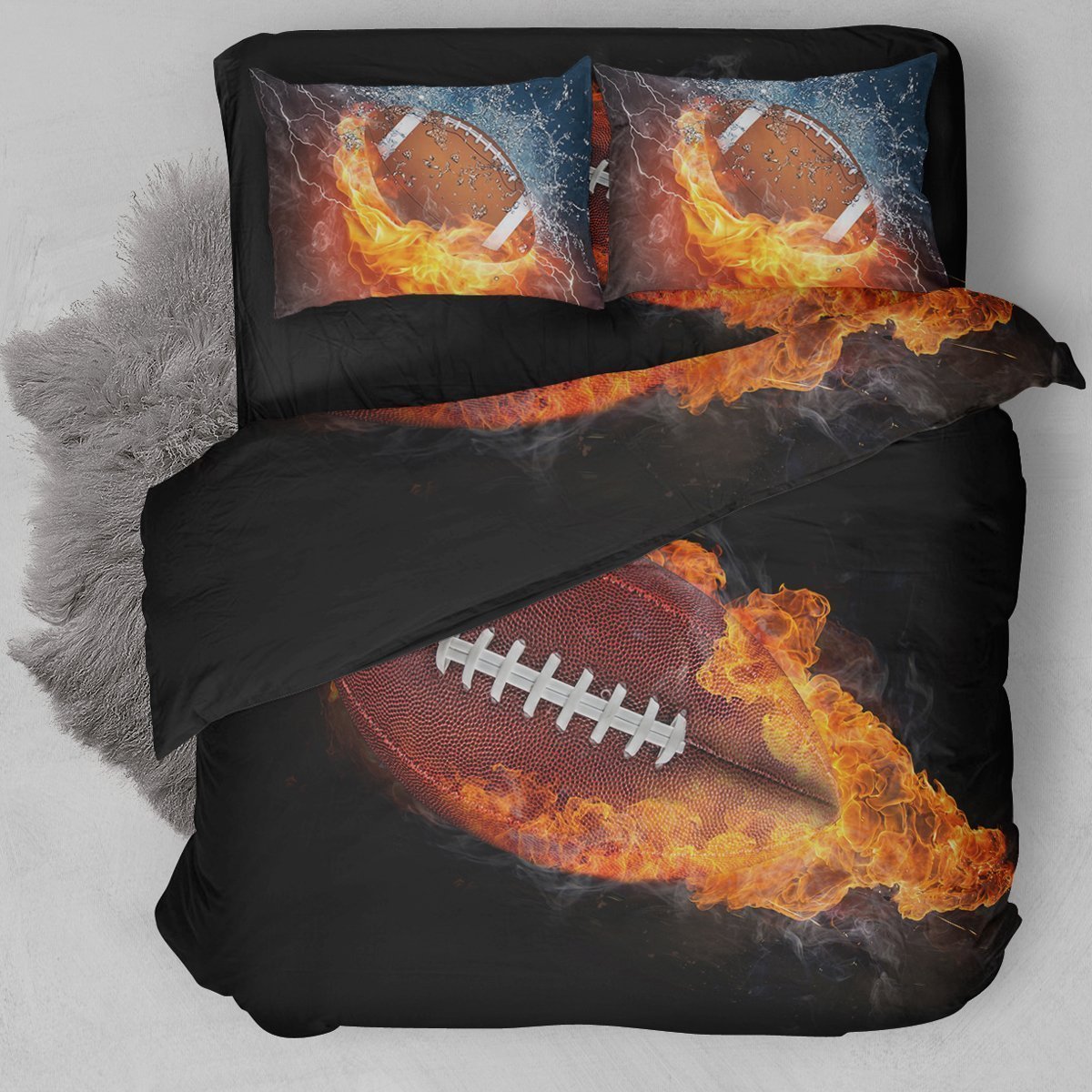 Football On Fire Duvet Cover Bedding Set